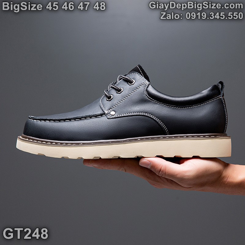 Giày da công sở, giày tây đế phẳng cỡ lớn 45 46 47 48 cho nam cao to chân ú bè. Big size leather shoes for wide feet