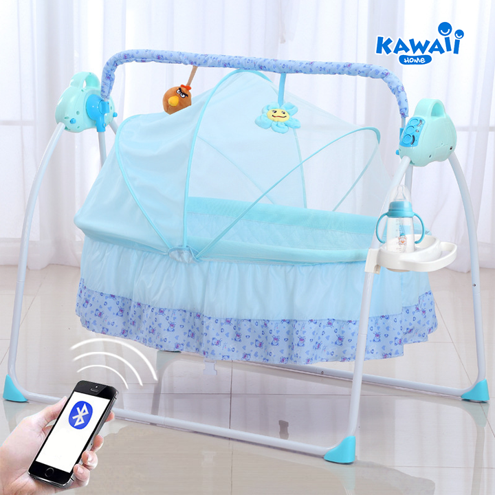 Nôi điện tự động KAWAII HOME, Nôi ru ngủ thông minh cho bé - Bảo hành 12 tháng (TẶNG KÈM: Màn, Gối, Đệm)