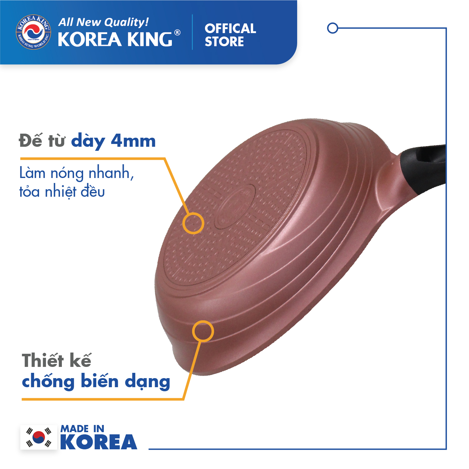 Chảo cạn Colormic Korea King KFP-26CI  (size 26cm) - Hàng chính hãng