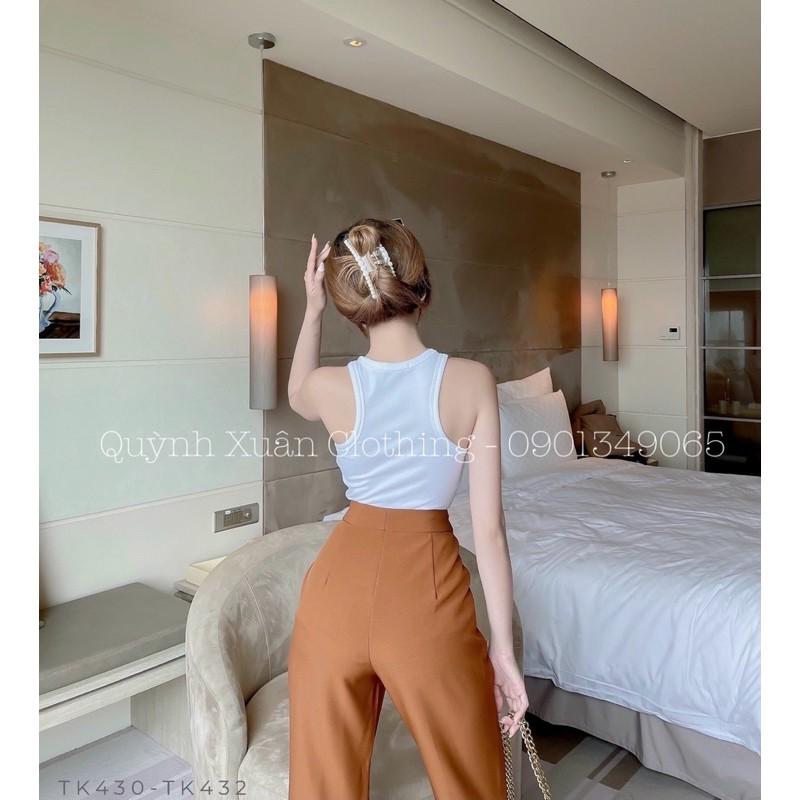 Áo thun 3 lỗ chất thun co giãn + Quần suông ống loe gân HK
