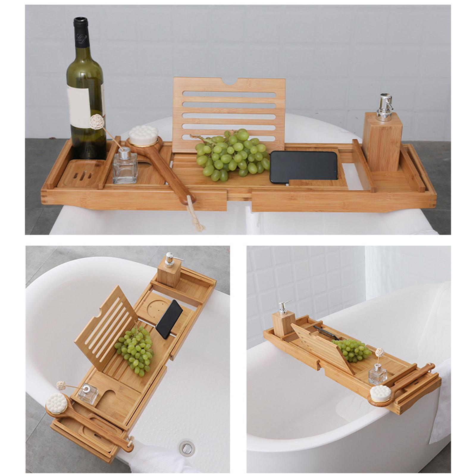 Luxury Bamboo Bathtub Caddy Tray Bath Organizer Rack Bathtub Accessories
