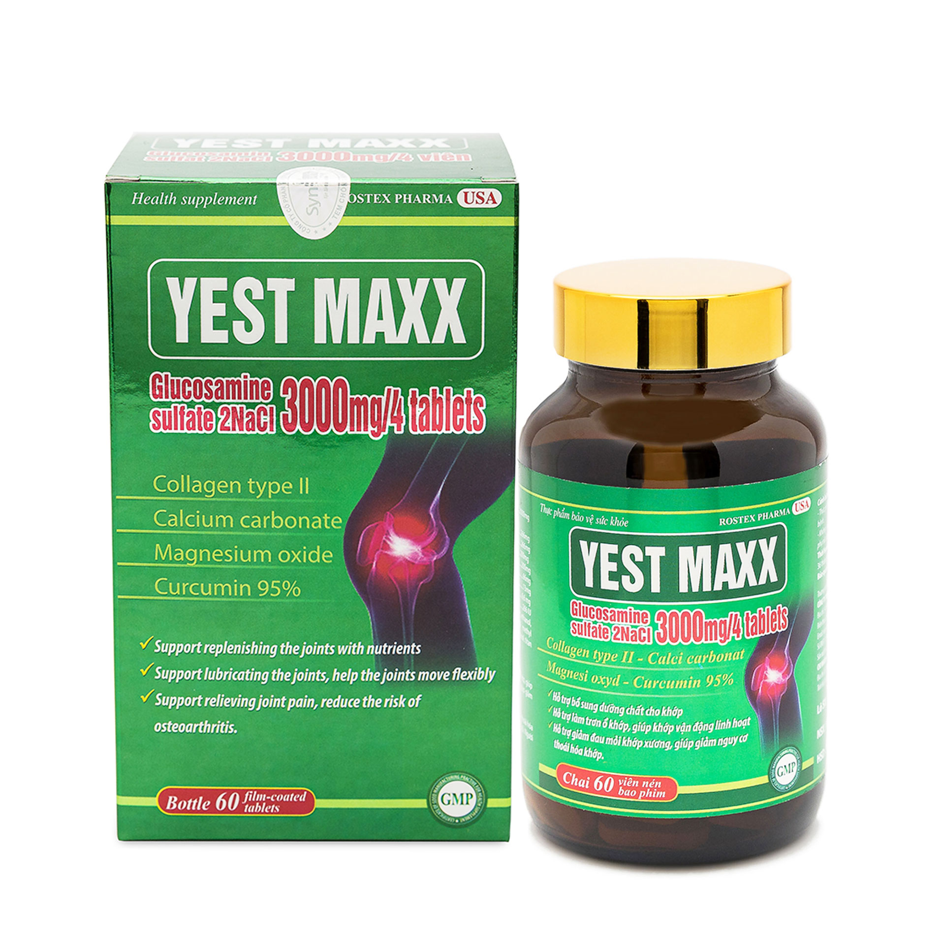 Hỗ trợ xương khớp Yest Maxx bổ sung dưỡng chất giúp giảm đau mỏi hộp 50 viên