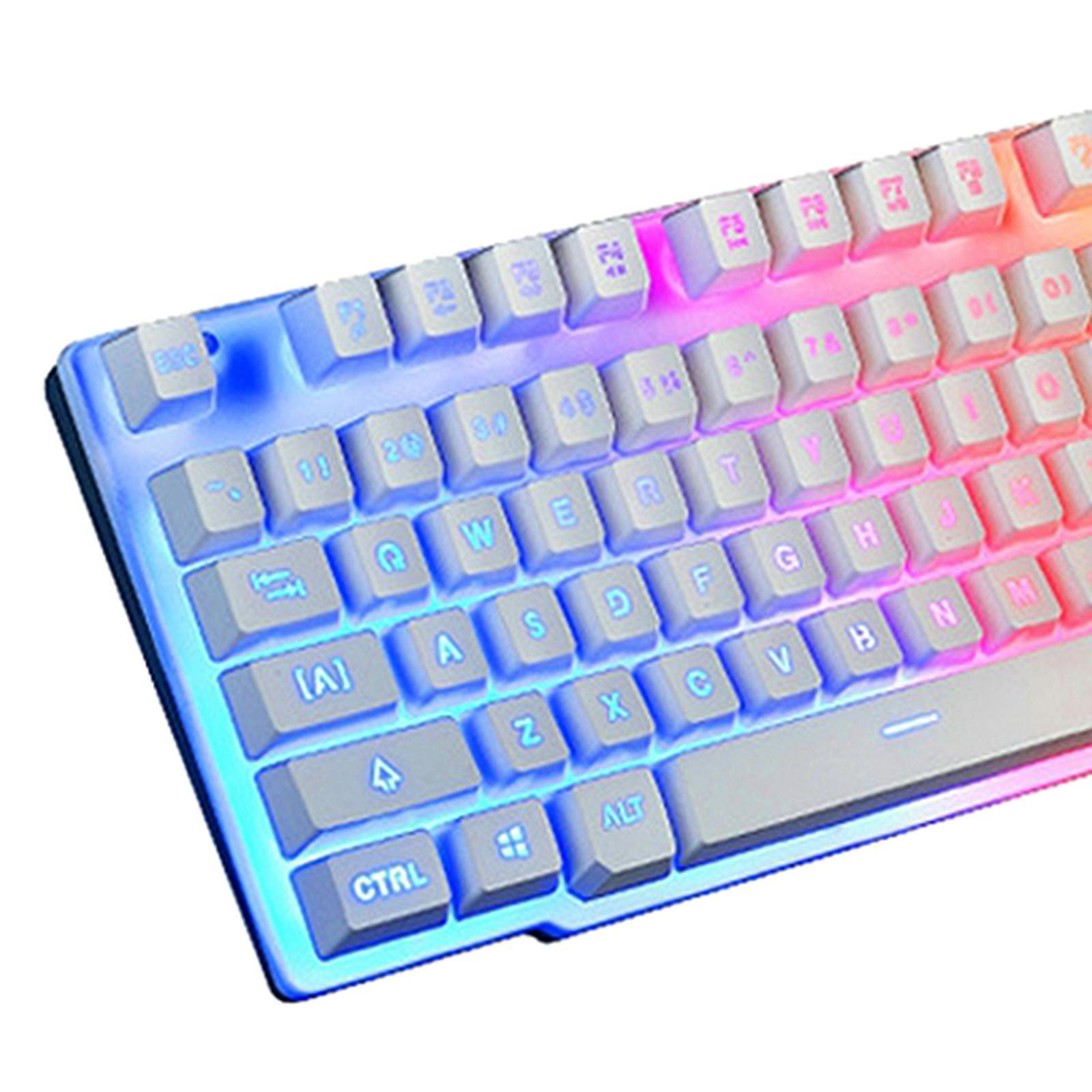 T6 Rainbow LED USB Wired Gaming Keyboard & Mouse Pad Set for PC Laptop Black