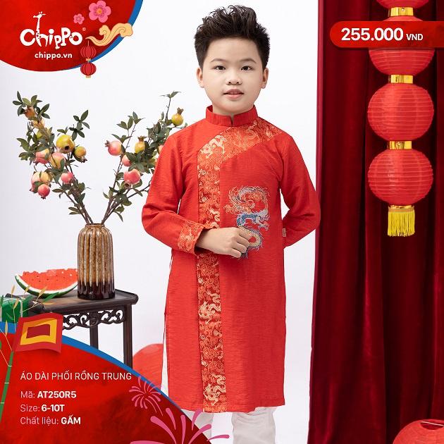 Áo dài bé trai Tết Chippo dáng cách tân mẫu mới 2023 cho bé trai 6 7 8 9 10 Tuổi từ 21-34kg Quần áo trẻ em