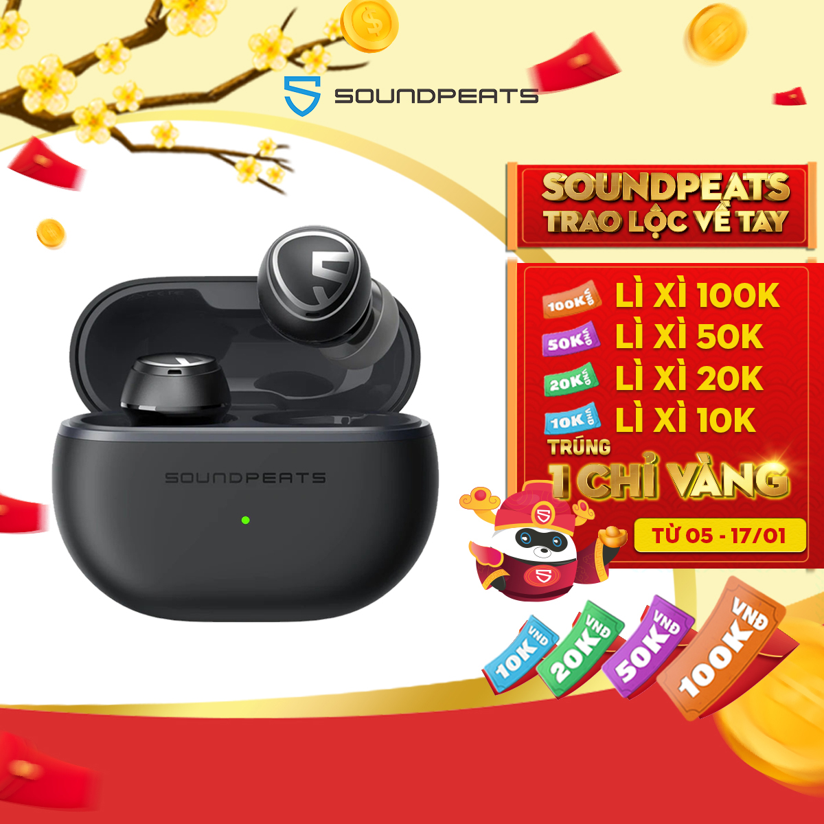 Tai nghe Bluetooth Earbuds SoundPeats Mini Pro - Hàng chính hãng