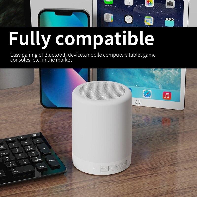 Người chơi không dây Bluetooth di động không dây Touch Pat nhẹ đèn LED đầy màu sắc Đèn giường ngủ Đèn bàn ngủ để ngủ ngon hơn: Trắng