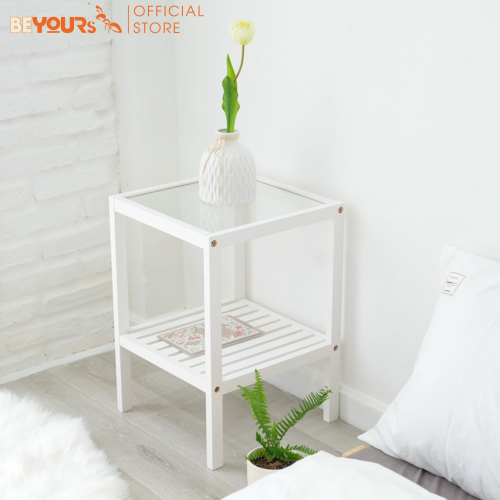 Kệ Gỗ Đa Năng Decor BEYOURs Tủ Đầu Giường Glass Shelf 2 Tầng Đựng Sách Đồ Trang Trí Nội Thất Phòng Khách Phòng Ngủ - Trắng