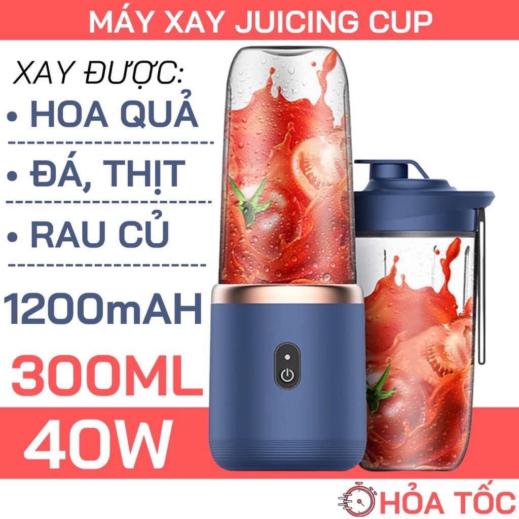 XAY SINH TỐ JUICING CUP 300ML CẦM TAY 6 LƯỠI SỬ DỤNG PIN  SẠC CỔNG USB SIÊU TIỆN ( TẶNG KÈM NẮP CỐC)