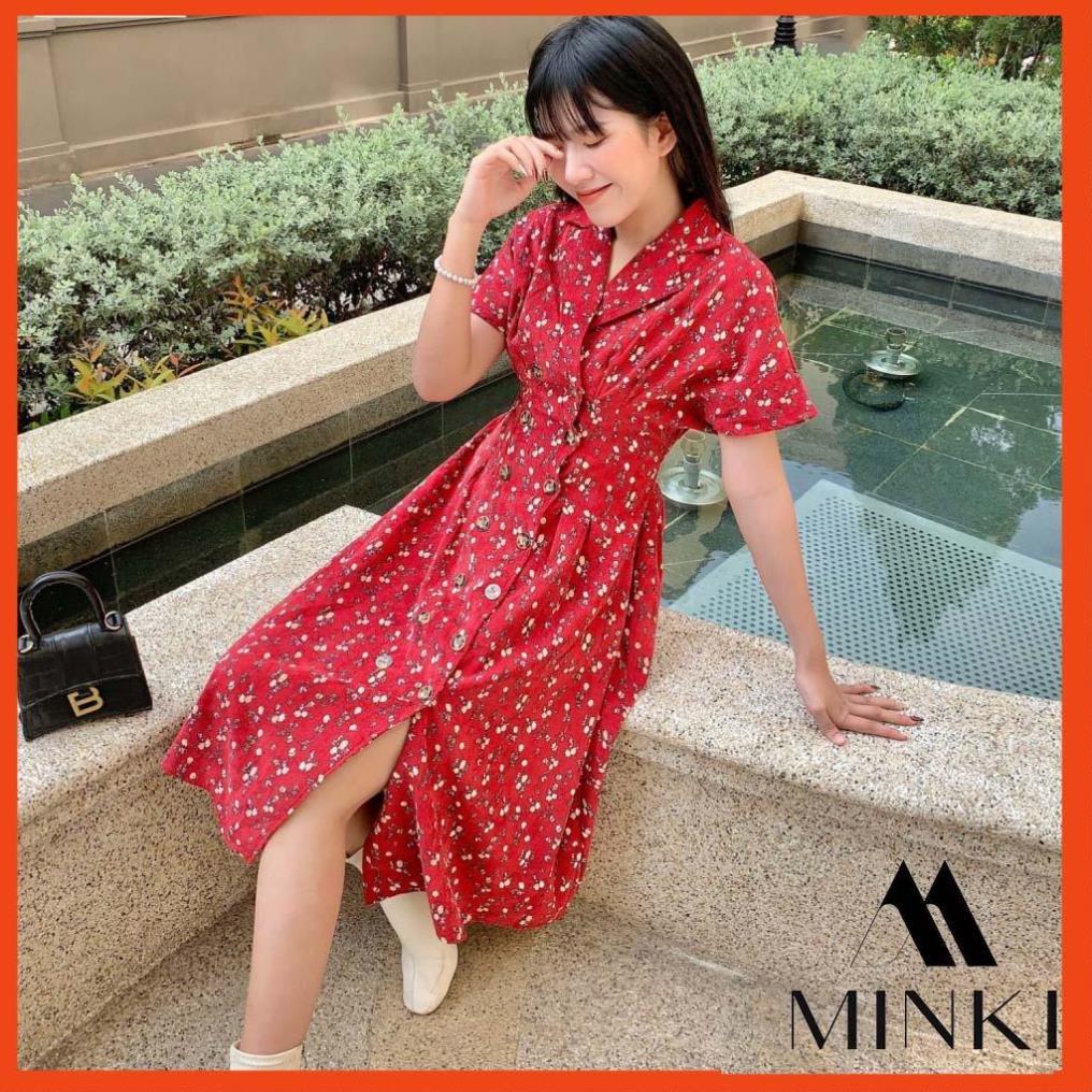 ĐẦM HOA NHÍ CỔ VEST - CHẤT LIỆU CHIFFON NHẬP KHẨU - HÀNG THIẾT KẾ - MÀU HOA XANH VÀ ĐỎ _HOT