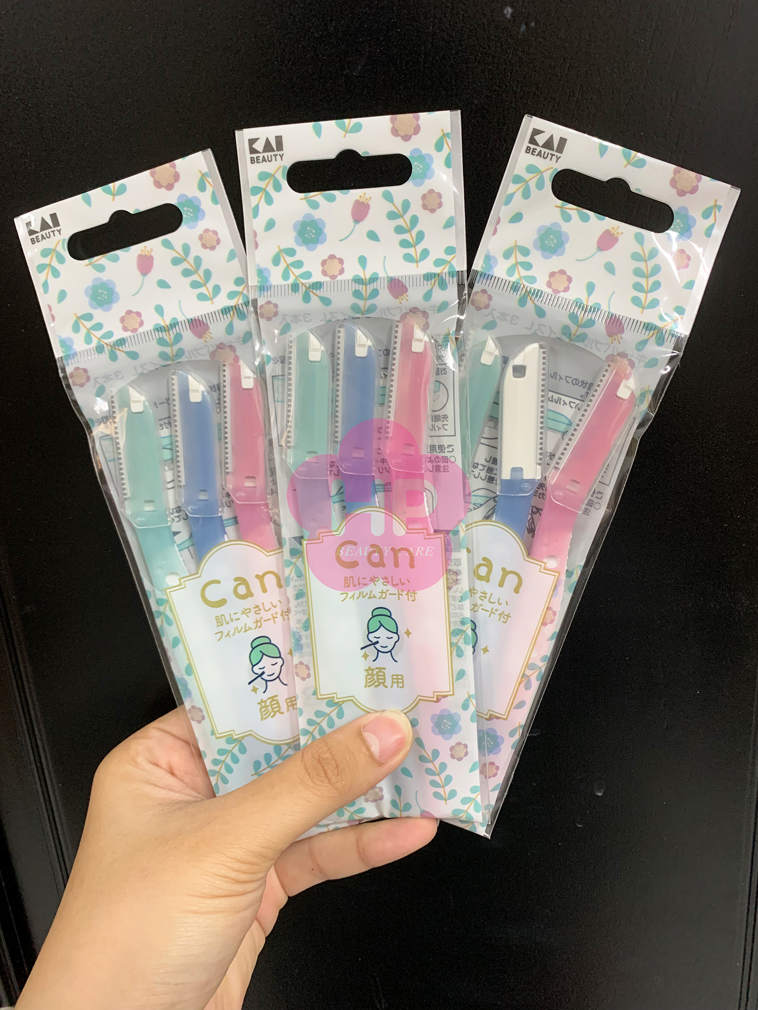 Dao Cạo Lông Mày Lưỡi Thép Có Màng Bảo Vệ Kai Razor Can Eyebrow CBM-3P (Set 3 Cây)