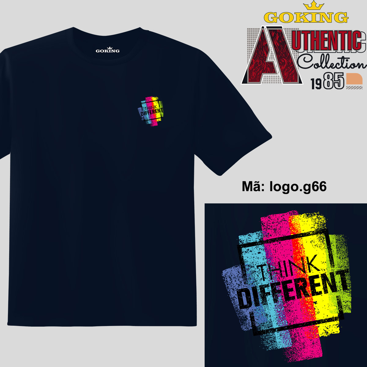 THINK DIFFERENT, mã logo-g66. Áo thun nam nữ siêu đẹp, form unisex. Áo phông GOKING hàng hiệu, quà tặng cao cấp cho gia đình, cặp đôi, lớp nhóm, doanh nghiệp