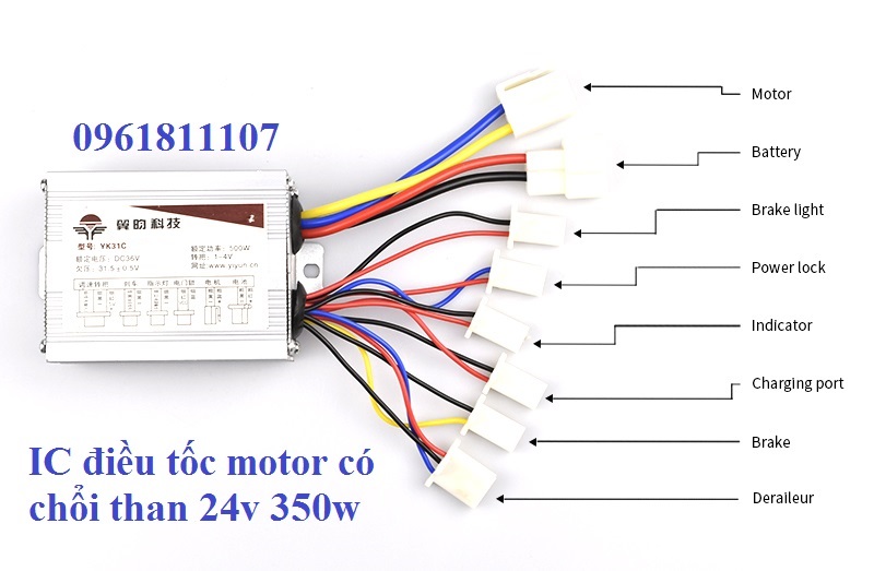 IC điều tốc xe đạp điện dành cho 24V 350W có chổi than