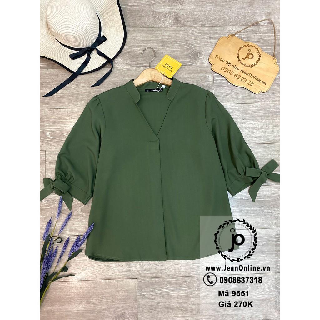 Sơ mi Cổ Trụ Tay Cột Nơ Bigsize Nữ áo sơ mi nữ, thời trang ngoại cỡ, thời trang bigsize, áo kiểu