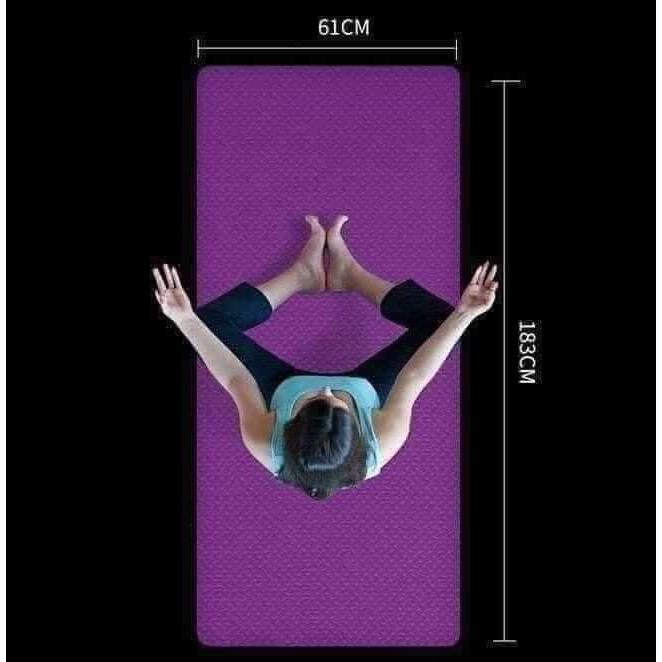 Thảm tập yoga gym dày 8mm 2 lớp chống trơn trượt gân sóng