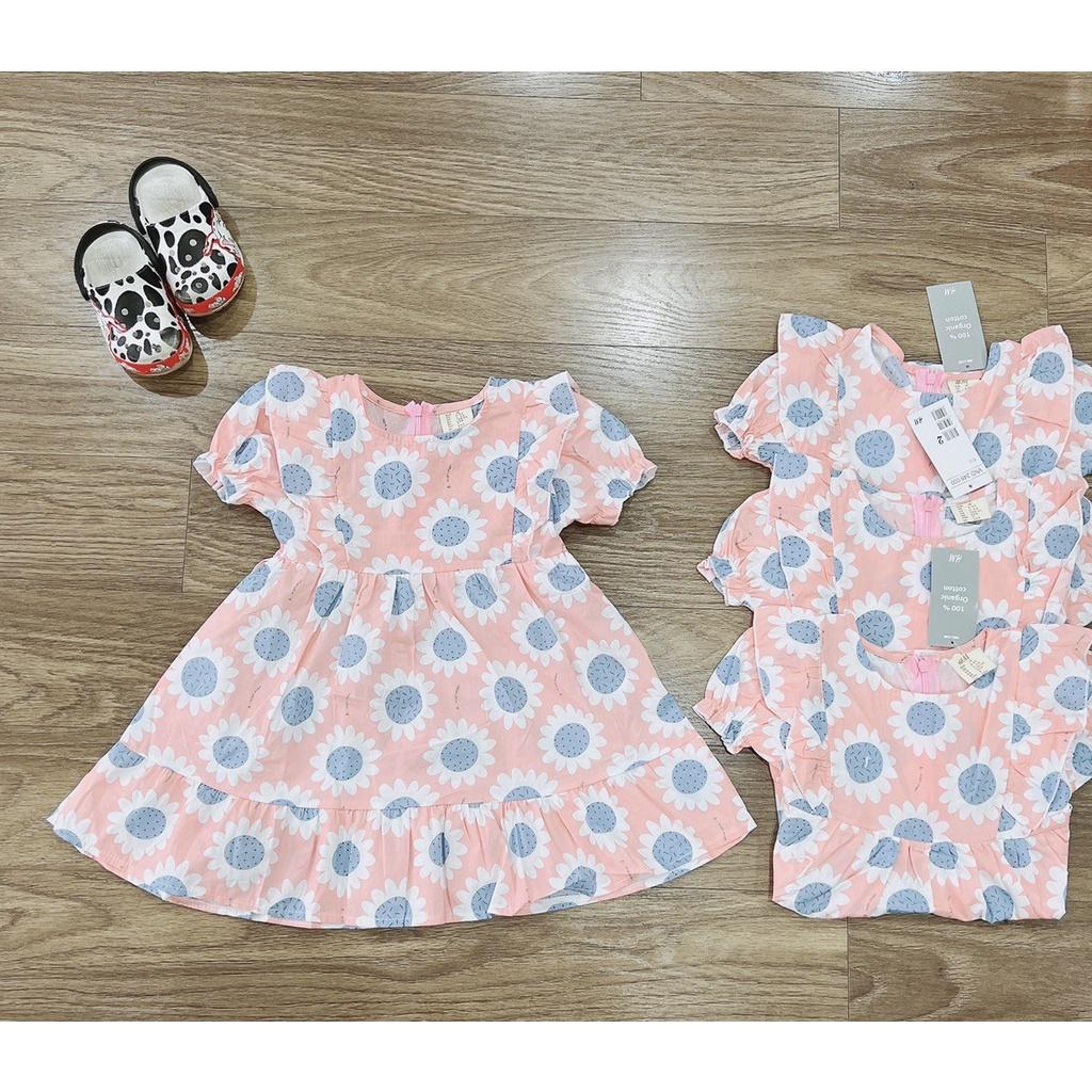 VÁY BÉ GÁI XOÈ HỒNG HOA XANH