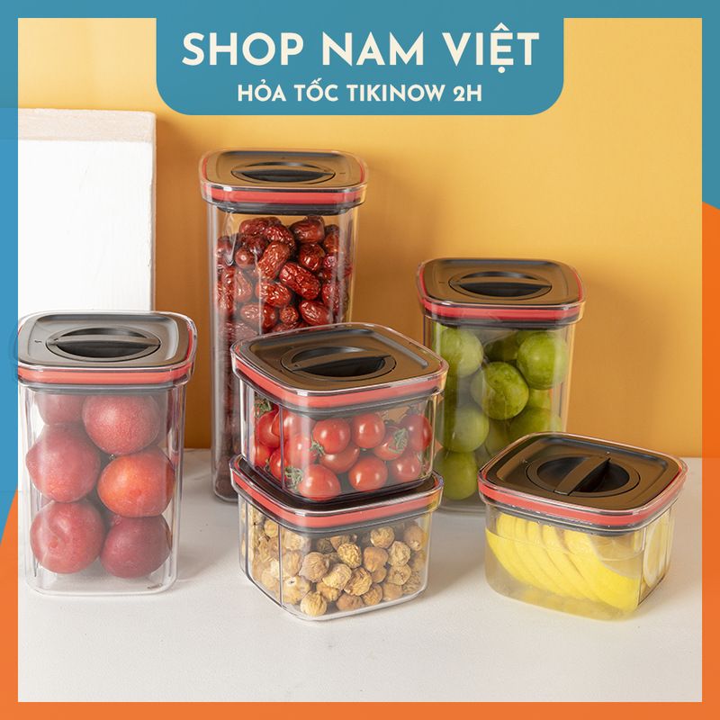Hộp đựng đồ khô, bảo quản thực phẩm nắp vặn chân không nhiều kích cỡ - Nắp trắng - 2000ml