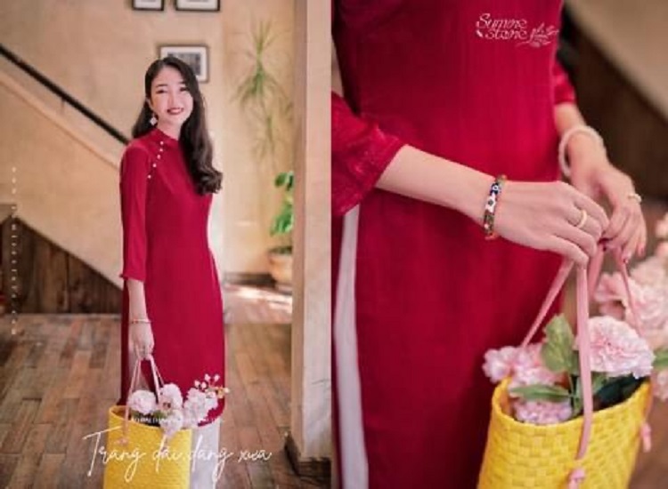 Áo Cách Tân Lụa Tô Châu Cao Cấp - Áo Đỏ Đô