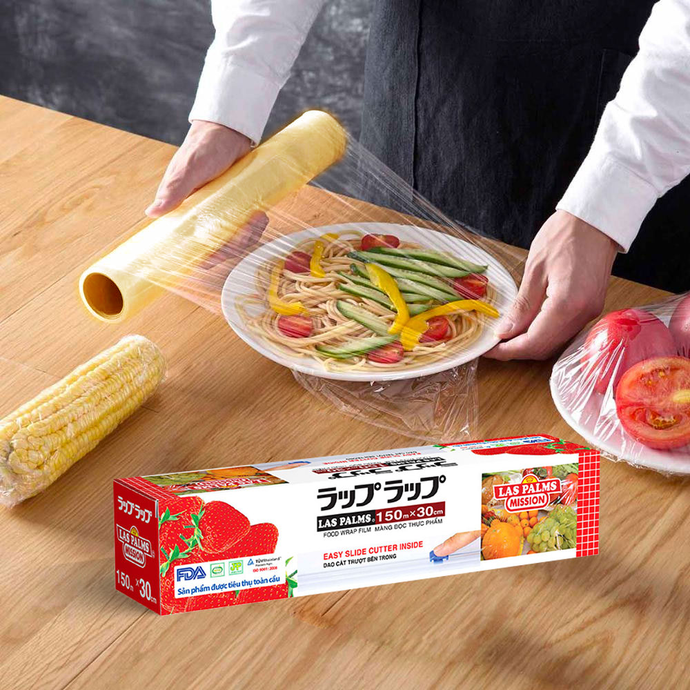 NgocTrinh Store Official - Màng bọc bảo quản thực phẩm tủ lạnh dùng trong lò vi sóng hâm nóng thực phẩm 30cmx150 LasPlams