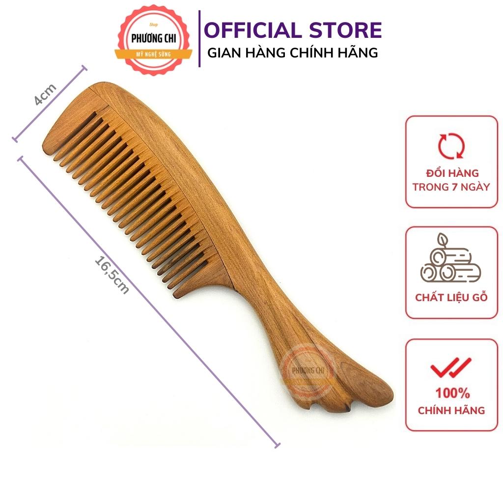 Lược gỗ thơm gép răng chuôi đuôi cá dài 16cm, lược chải tóc gỡ rối massage đầu