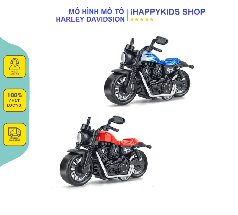 Mô hình xe mô tô Harley Davidsion tỷ lệ 1:36 chức năng kéo thả chất liệu nhựa hợp kim