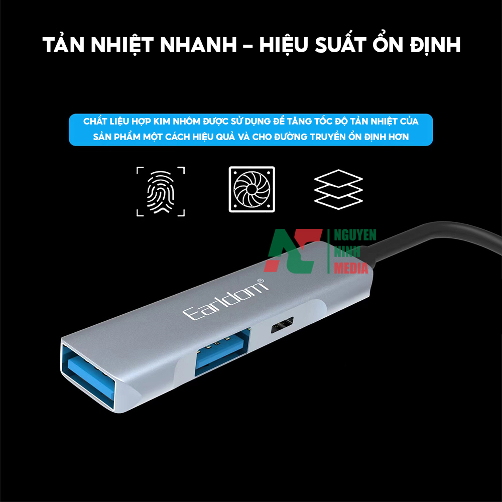 Cáp OTG Dành Cho iPhone, iPad Earldom HUB11 - Hỗ Trợ Cắm Phím, Chuột, USB , Mic, Midi Controller - Hàng Chính Hãng