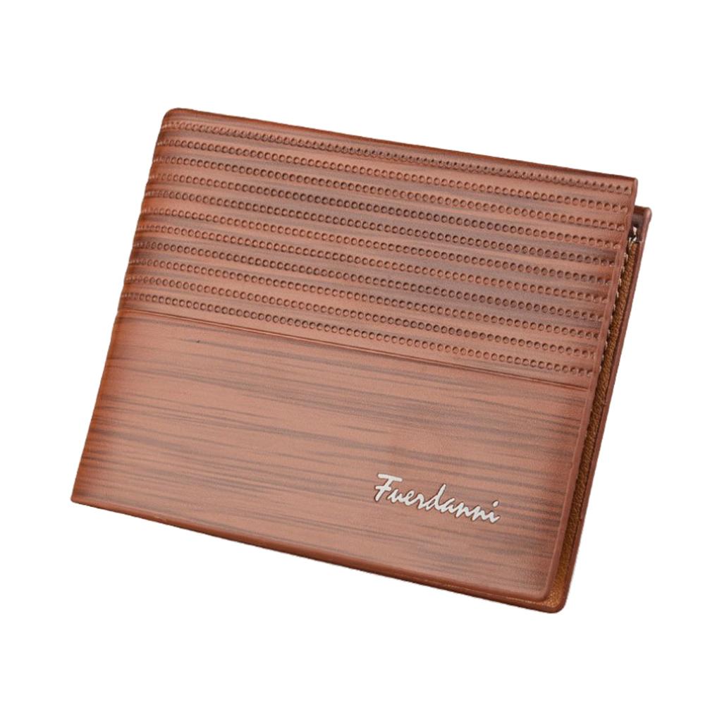 Leather Men Women Wallet Bifold Credit Card Holder Light Coffee