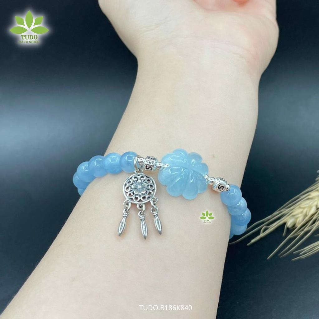 Vòng Tay Nữ Đẹp - Vòng Phong Thủy Mệnh Thủy Mộc TUDO B186K840 VCBAQUA Charm Cỏ 4 Lá May Mắn, Charm Bạc Dreamcatcher