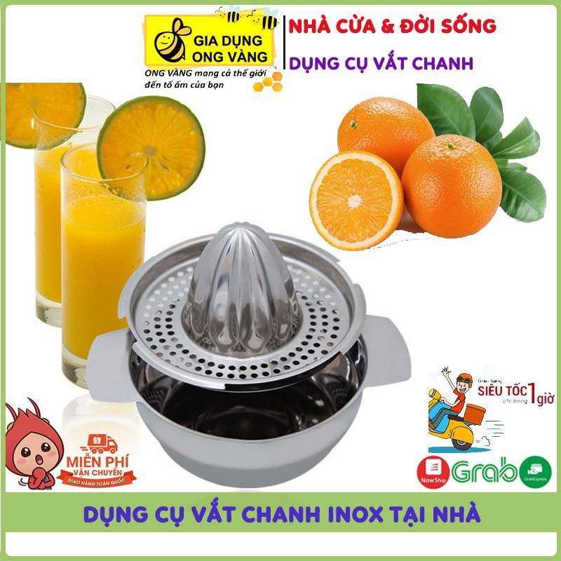 Dụng Cụ Vắt Cam Inox Tiện Dụng Tại Nhà, Nắp Vắt Cam Nhựa Việt Nhật Kèm Khay Đựng Nước Vắt