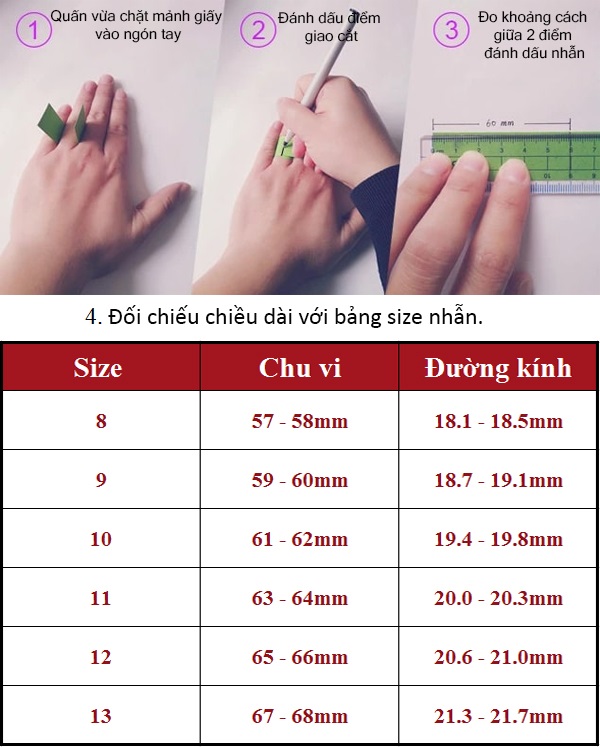 Hướng dẫn đo size nhẫn