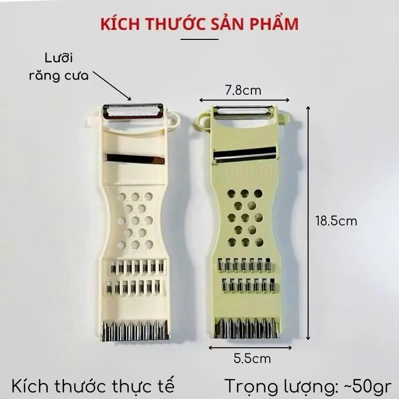 Nạo Rau Củ Quả Đa Năng 5in1 Loại Vỉ Xịn Loại 1, Lưỡi Răng Cưa Cán Nhựa Dùng Gọt Vỏ, Tạo Hình Rau Củ 3002 - HÀNG CHÍNH HÃNG MINIIN