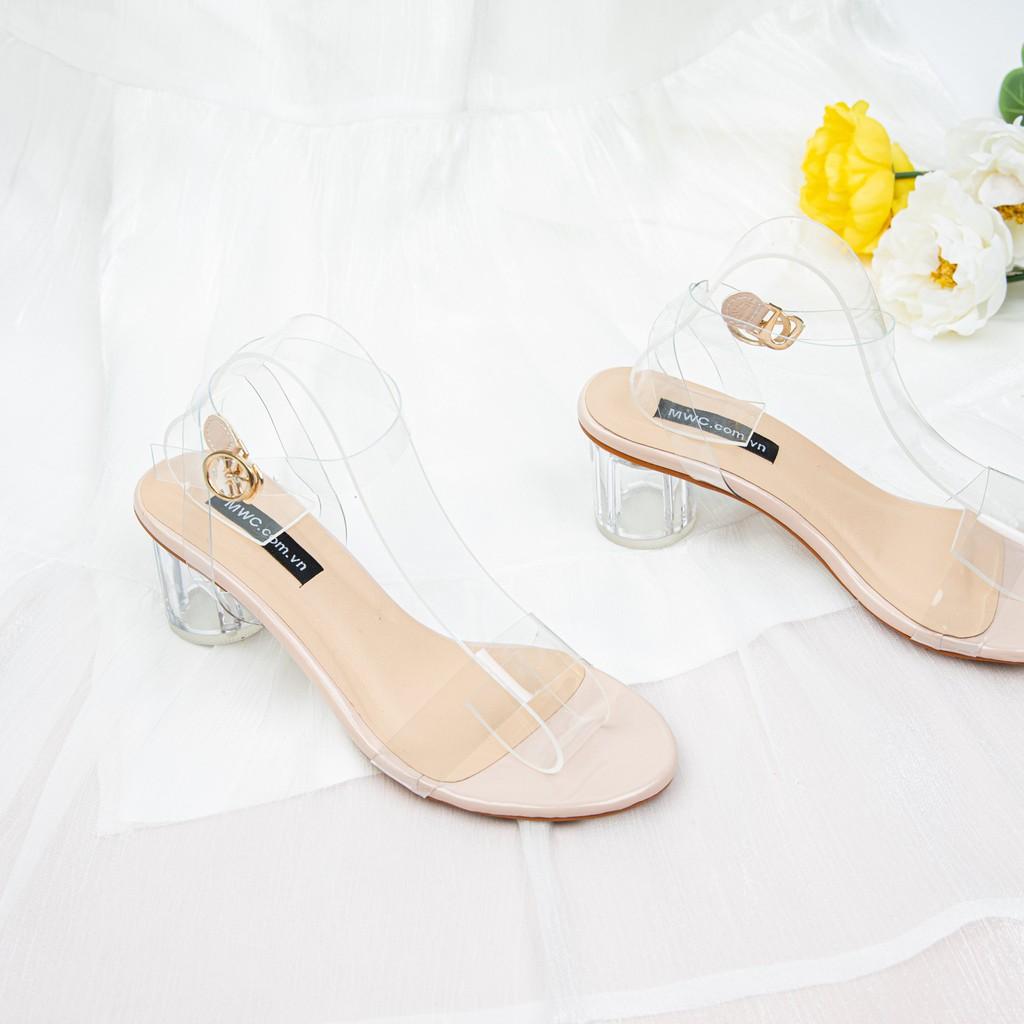 GIÀY SANDAL CAO GÓT NỮ MWC -SANDAL CAO GÓT MŨI TRÒN QUAI TRONG - SANDAL CAO GÓT THỦY TINH 5CM SIÊU XINH - NUCG - 3740