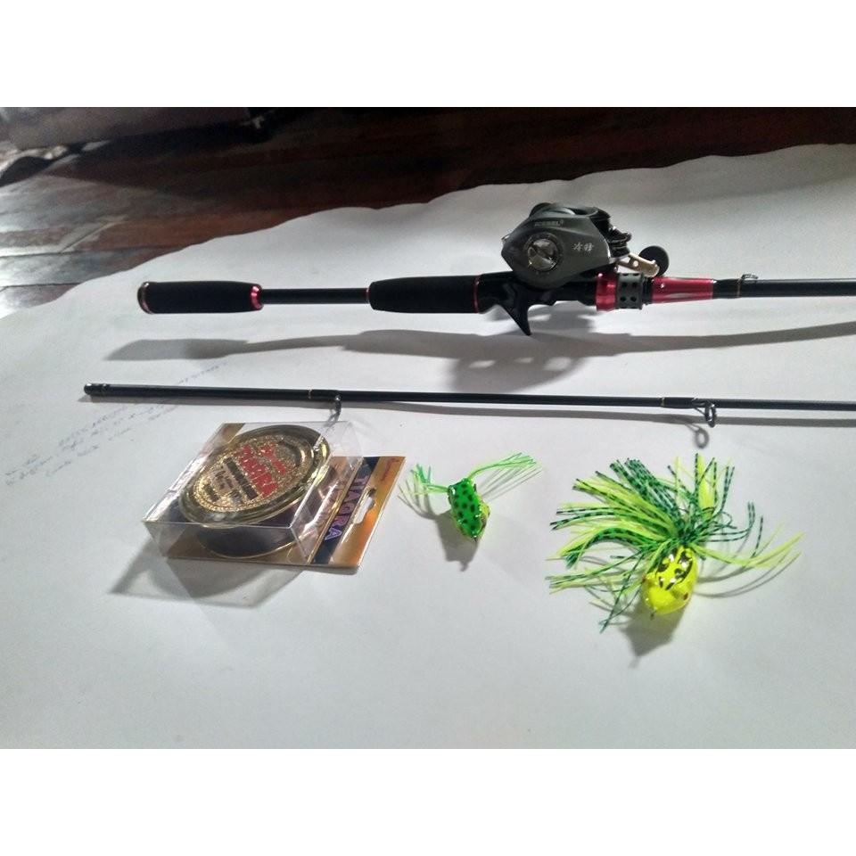 Bộ cần câu Lure cao cấp máy ngang tặng kèm phụ kiện