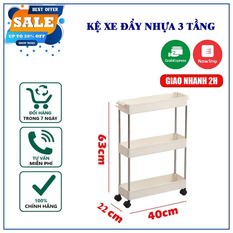 Kệ nhựa để đựng đồ đa năng 4 tầng có bánh xe đẩy di động khung inox