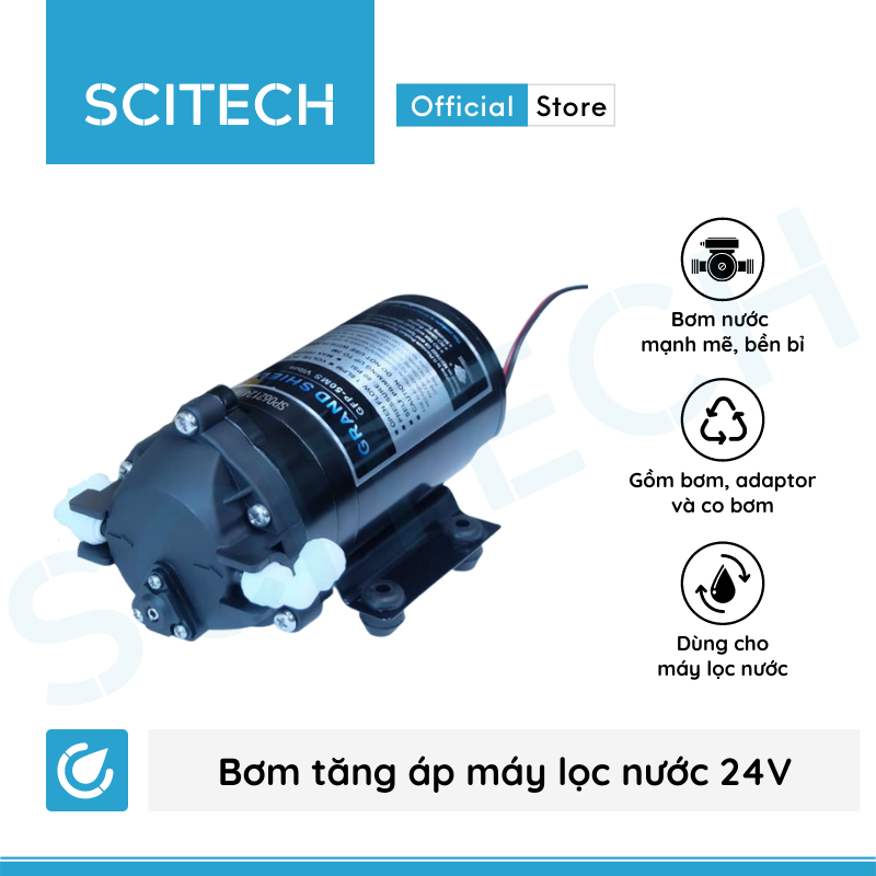 Bơm tăng áp máy lọc nước 24V (Tặng kèm co bơm) - Hàng chính hãng