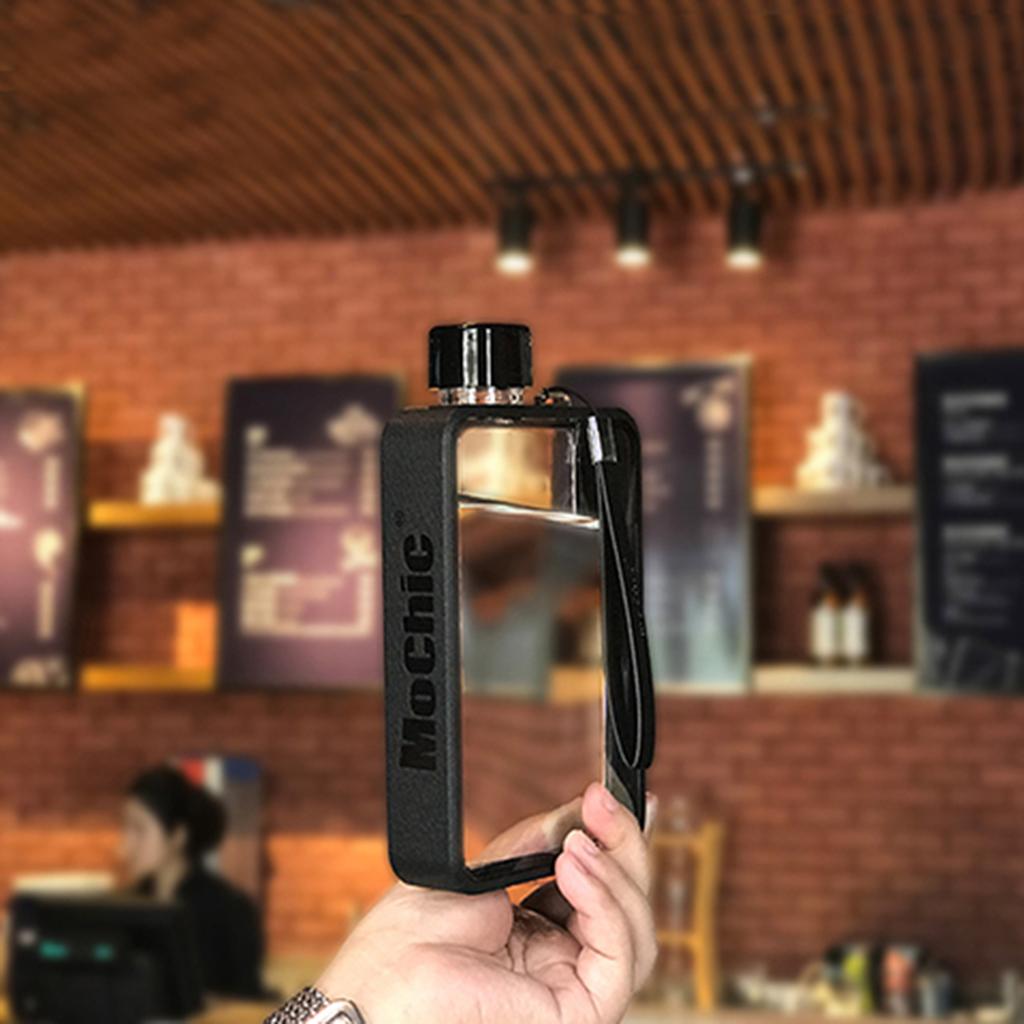 Clear Reusable Small Drinking Water Bottle Plastic - BPA Free, LeakProof, Refillable Clean Flat Memo Slim Thin Flask