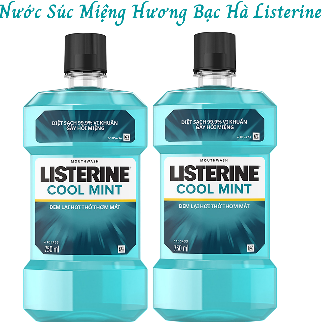 Combo 2 Nước Súc Miệng Hương Bạc Hà Listerine Cool Mint (750ml/Chai)