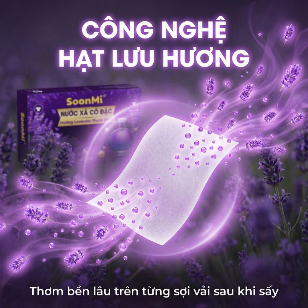Nước xả cô đặc - Giấy Thơm Quần Áo SoonMi Hương Lavender - Nước Xả Cô Đặc Cho Máy Sấy (Hộp 40 Tờ) - hàng chính hãng