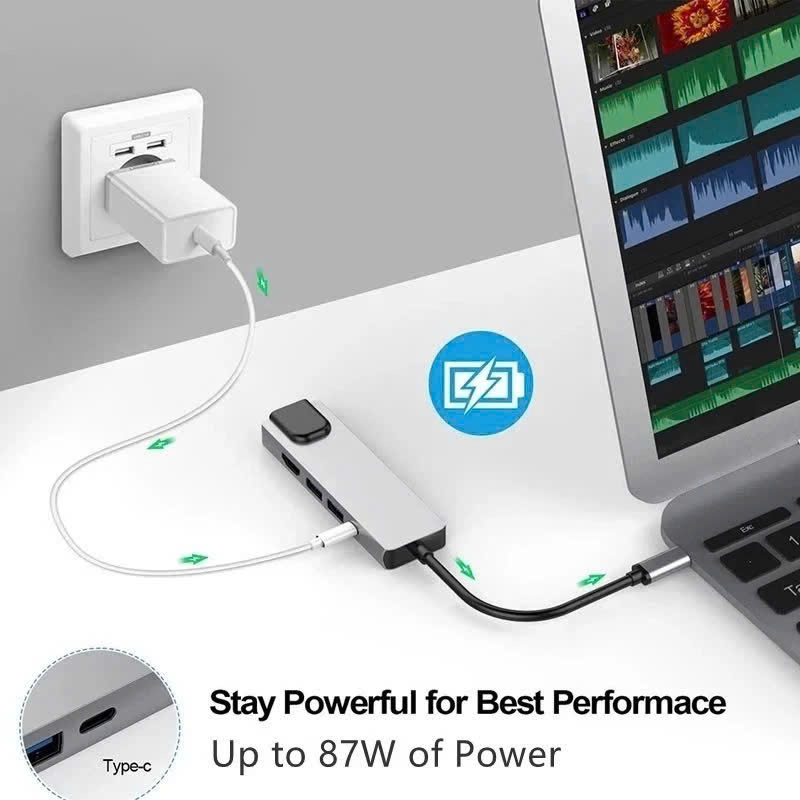 Hub Type C Adapter 5in1 HDMI 4K, USB, RJ45 - Bộ Chia USB Ra Nhiều Cổng Kết Nối Chuyển Đổi Cho Laptop PC Máy Tính Đa Năng - Hub Hỗ Trợ Sạc Pin Kết Nối Đa Năng Ổ Cứng Bàn Phím, Chuột, Máy In, Thiết Bị Chia Ổ USB - Hàng Chính Hãng - Hub Chuyển Đổi USB Type-C
