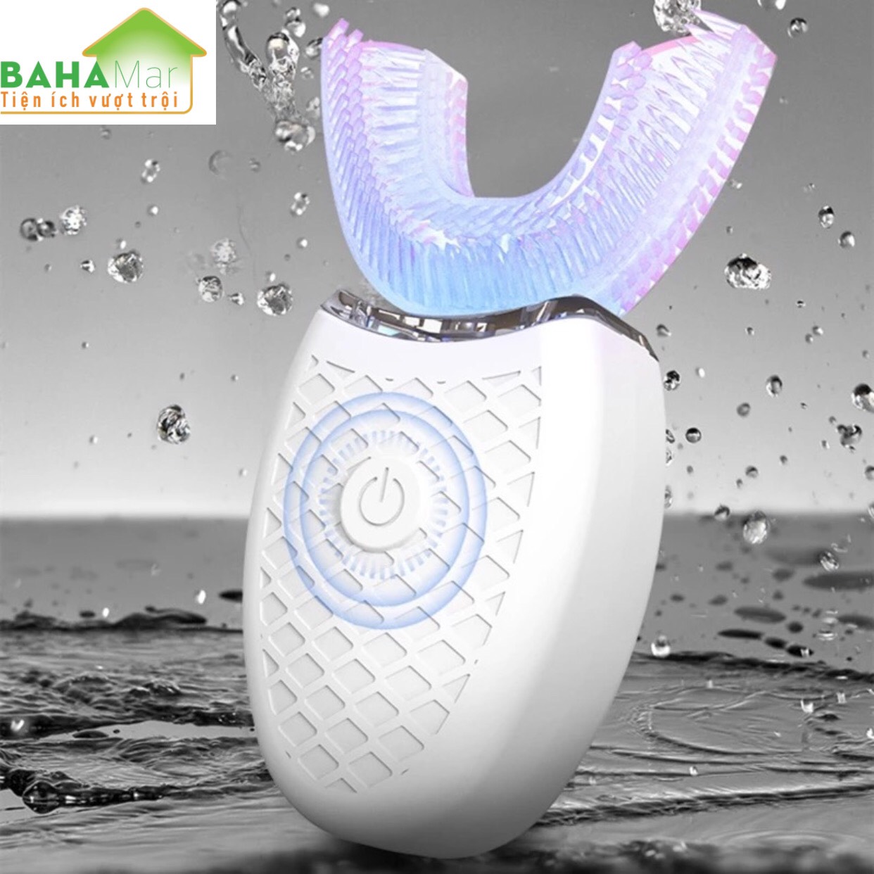 BÀN CHẢI ĐÁNH RĂNG ĐIỆN TỰ ĐỘNG CHỮ U 360 ĐỘ CÓ ÁNH SÁNG XANH KHỬ TRÙNG BAHAMAR làm cho việc đánh răng trở nên dễ dàng và sạch sẽ toàn bộ mặt trước