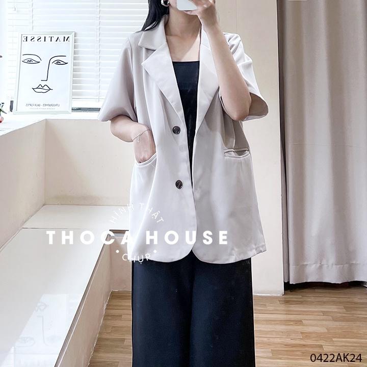 Áo blazer khoác vest tay ngắn túi nấp trơn nhiều màu THOCA HOUSE may thiết kế, chuẩn form phù hợp mọi lứa tuổi