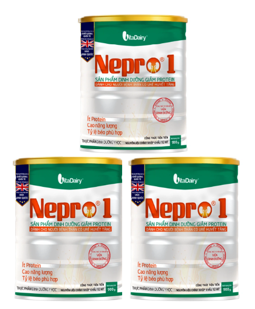 Sữa bột Nepro 1 VitaDairy 900g bổ sung dinh dưỡng giảm protein dành cho người bệnh thận