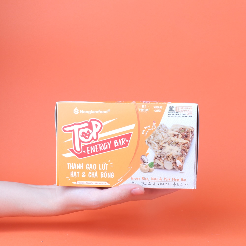 Thanh gạo lứt ngũ cốc Nonglamfood Hạt và Chà Bông - Rong Biển - Trái Cây Top Energy Bar Hộp16 Thanh | Bánh ăn kiêng dinh dưỡng thay thế bữa ăn sáng | Ngon chuẩn dưỡng chất | Chay mặn đều dùng được (Tùy loại)