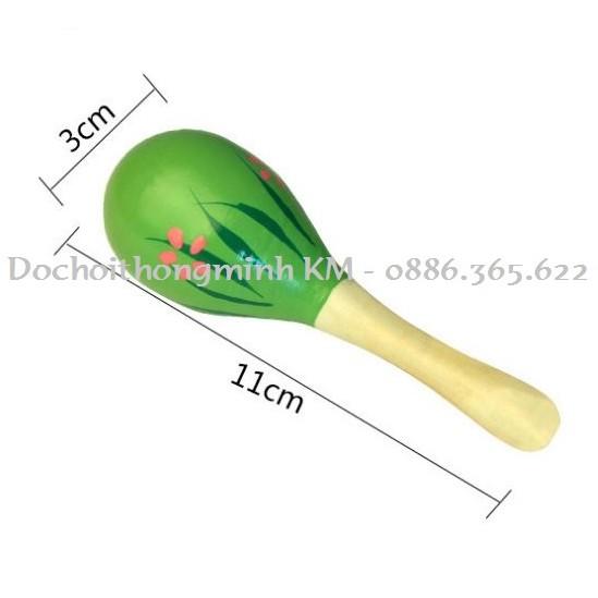 Lục lạc gỗ đầu tròn cho bé size 11cm (Nhiều mẫu màu sinh động)