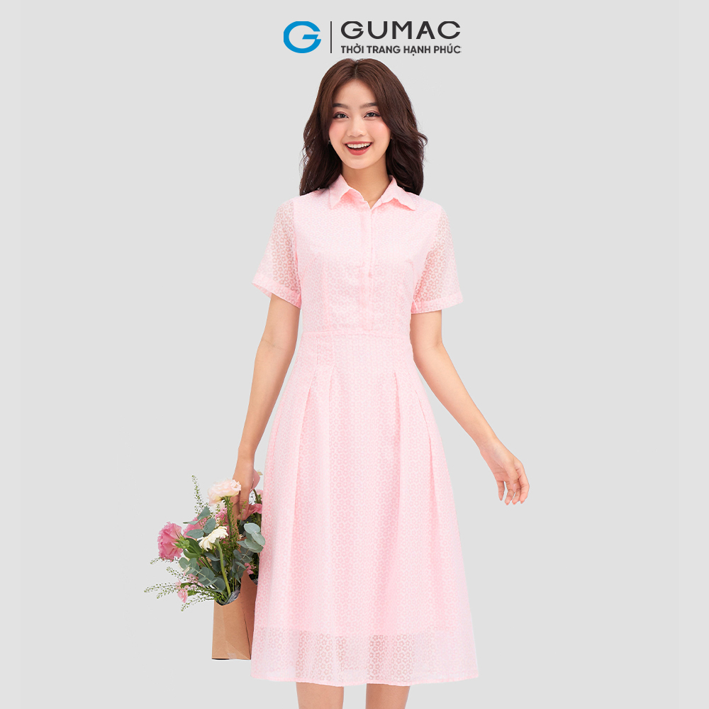 Đầm sơ mi xếp ly DC12067 thời trang GUMAC