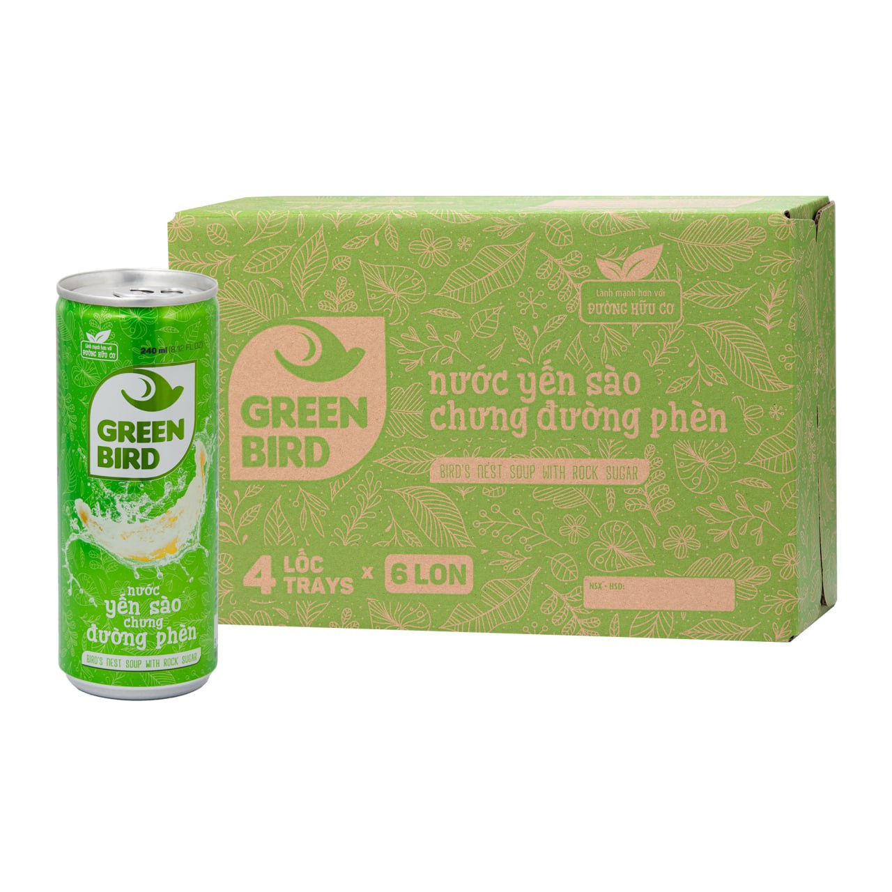 Lốc 6 lon Green Bird - Nước Yến Sào Chưng Đường Phèn - Lốc 6 lon * 240ml