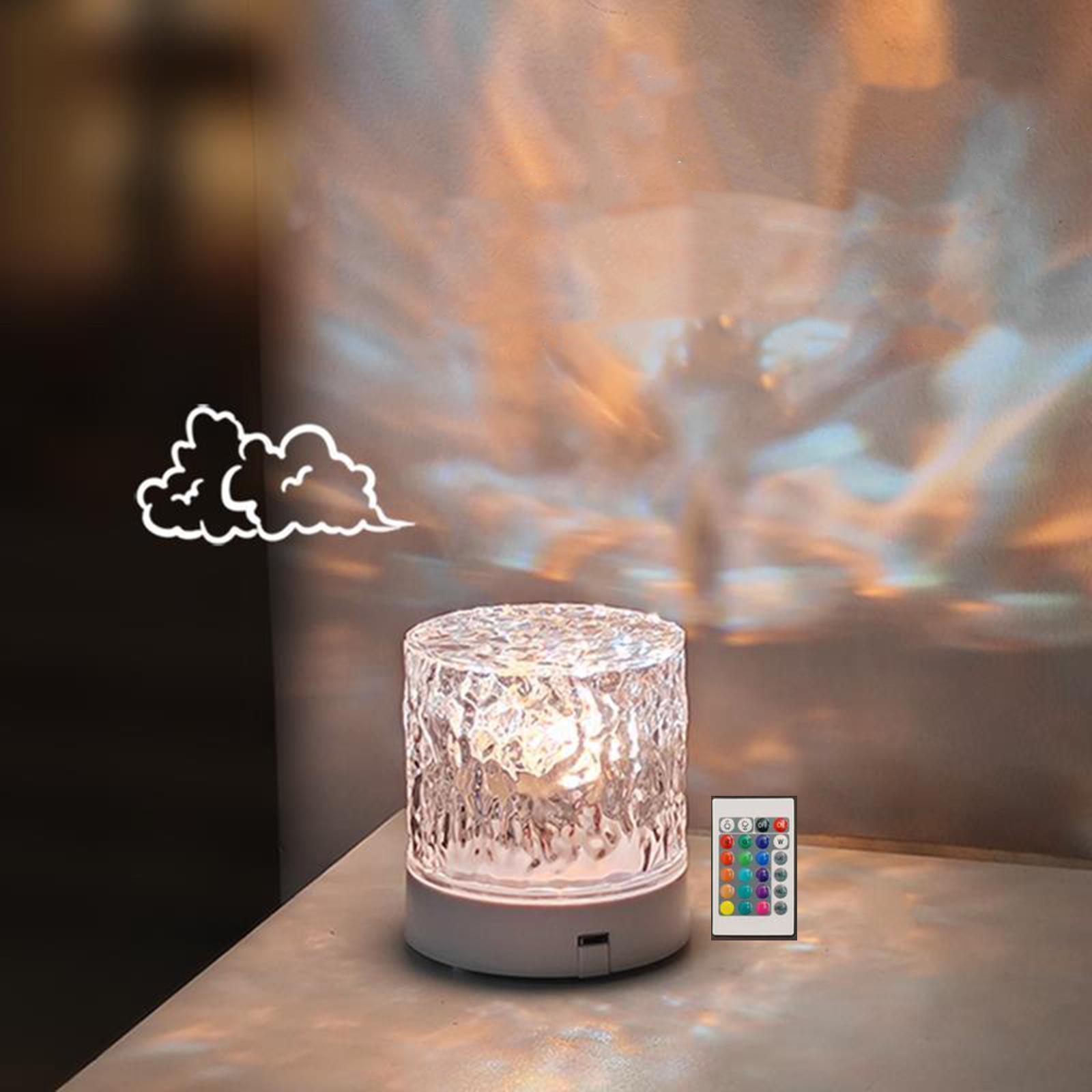 Dynamic Rotating Water Night Light, Atmosphere Lamp Night Light Romantic 16 Color with Remote for Bar Party
