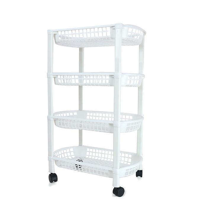 Bộ Kệ nhựa 4 tầng đa năng có bánh xe di chuyển linh hoạt đa năng, đựng đồ dùng, rau củ thông minh 5 3 1 9