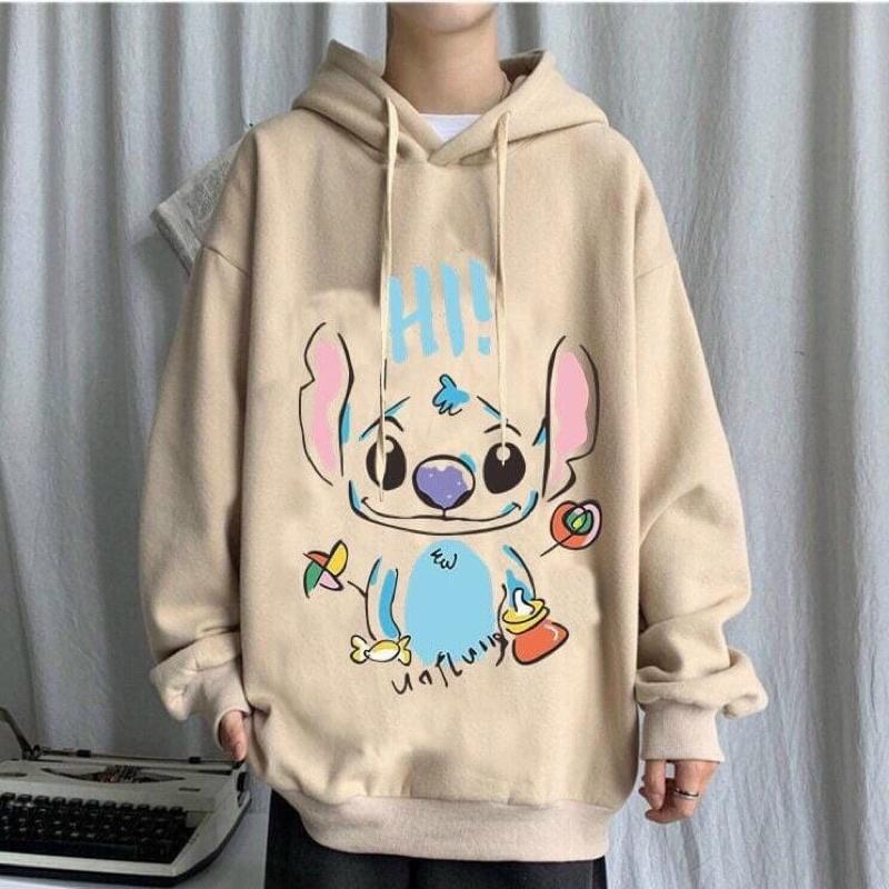 Áo Nỉ Hoodie Stitch , Áo Nỉ Có Mũ Unisex Form Rộng (Ảnh Thật