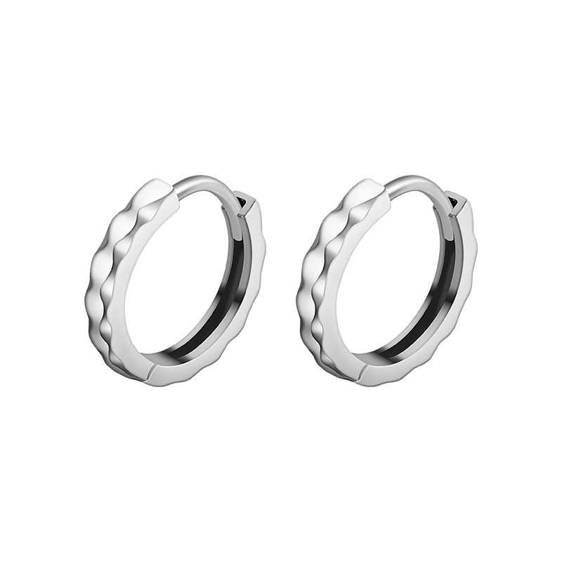 Khuyên tai nam nữ bạc 925 sáng bóng hình lục giác độc đáo