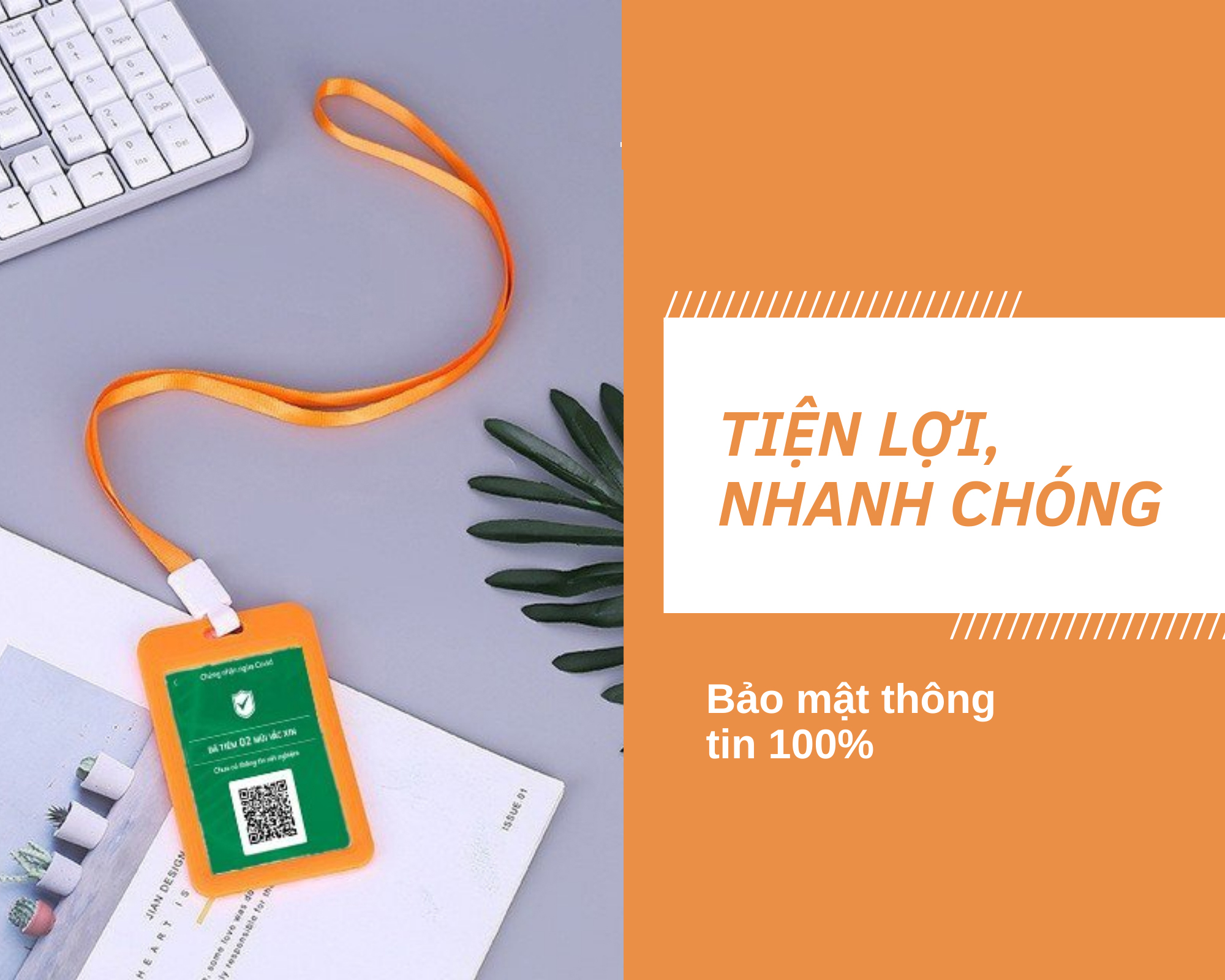 Bảng tên đeo cổ Huy tưởng ốp viền nhựa cấp thẻ xanh đi đường , in thẻ bảo mật thông tin khách hàng tuyệt đối